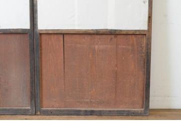 アンティーク建具　和の情緒を演出する障子帯戸2枚セット(引き戸、障子戸、板戸)(R-064935)