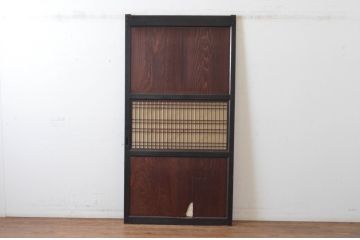 アンティーク建具　木味の趣を楽しめる障子帯戸1枚(引き戸、障子戸、板戸)(R-064937)