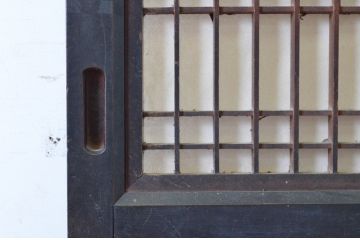 アンティーク建具　木味の趣を楽しめる障子帯戸1枚(引き戸、障子戸、板戸)(R-064937)