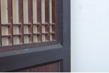 アンティーク建具　木味の趣を楽しめる障子帯戸1枚(引き戸、障子戸、板戸)(R-064937)