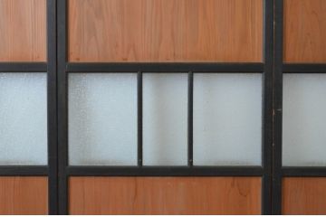 アンティーク建具　上質な和の空間を演出できるガラス帯戸3枚セット(引き戸、ガラス戸)(R-064938)