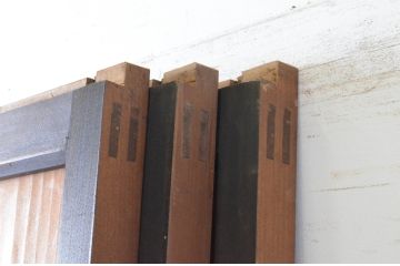 アンティーク建具　上質な和の空間を演出できるガラス帯戸3枚セット(引き戸、ガラス戸)(R-064938)