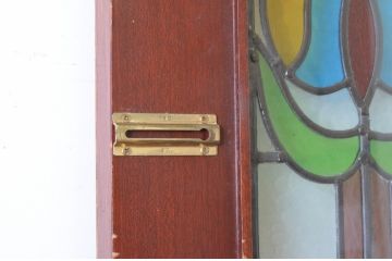 イギリスアンティーク　色鮮やかなデザインが目を惹く、重厚感のあるステンドグラスドア1枚(扉、建具、英国)(R-064946)