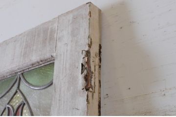 イギリスアンティーク　ペイント仕上げ限定　重厚感のあるステンドグラスドア1枚(扉、建具、英国)(R-064948)