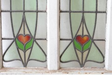 イギリスアンティーク　ペイント仕上げ限定　重厚感のあるステンドグラスドア1枚(扉、建具、英国)(R-064948)