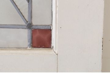 イギリスアンティーク　ペイント仕上げ限定!　ステンドグラス入りのシンプルなペイントドア1枚(玄関ドア、玄関扉、英国)(R-064949)