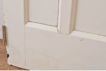 イギリスアンティーク!　ペイント仕上げ限定!　丸い窓にステンドグラス入り!　凝った木枠デザインのペイントドア1枚(英国、玄関ドア、玄関扉、建具)(R-064967)