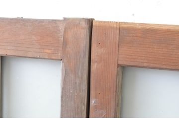 アンティーク建具　大正ロマン　凝ったデザインとレトロな佇まいが目を惹くガラス窓2枚セット(引き戸、ガラス戸)(R-064968)