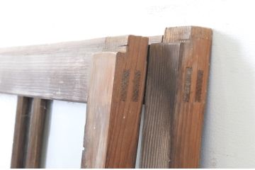 アンティーク建具　大正ロマン　凝ったデザインとレトロな佇まいが目を惹くガラス窓2枚セット(引き戸、ガラス戸)(R-064968)