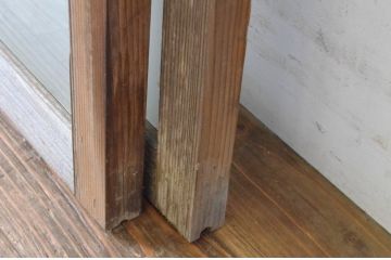 アンティーク建具　大正ロマン　凝ったデザインとレトロな佇まいが目を惹くガラス窓2枚セット(引き戸、ガラス戸)(R-064968)