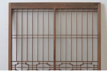 ビンテージ建具　組子入り　和の情緒溢れる書院戸1枚(フィックス窓、明り取り、明かり取り、ガラス戸、ヴィンテージ)(R-064970)