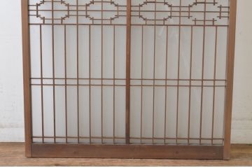 ビンテージ建具　組子入り　和の情緒溢れる書院戸1枚(フィックス窓、明り取り、明かり取り、ガラス戸、ヴィンテージ)(R-064970)