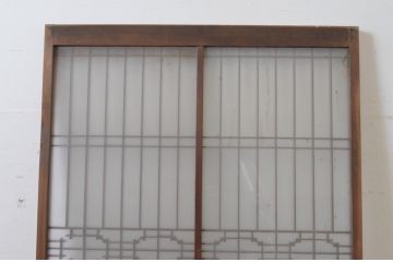 ビンテージ建具　組子入り　和の情緒溢れる書院戸1枚(フィックス窓、明り取り、明かり取り、ガラス戸、ヴィンテージ)(R-064970)