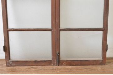 アンティーク建具　ペイント仕上げ限定　古い洋館で使われていた両開き窓と回転窓のセット(突き出し窓、ガラス扉、明かり取り、明り取り)(R-064978)