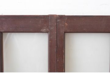 アンティーク建具　レトロな雰囲気を醸し出す縦型のガラス窓2枚セット(引き戸、ガラス戸)(R-064981)