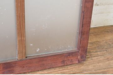 アンティーク建具　レトロな雰囲気を醸し出す縦型のガラス窓2枚セット(引き戸、ガラス戸)(R-064981)
