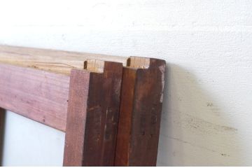 アンティーク建具　レトロな雰囲気を醸し出す縦型のガラス窓2枚セット(引き戸、ガラス戸)(R-064981)