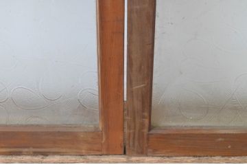 アンティーク建具　どこか懐かしい雰囲気香る横桟のガラス窓2枚セット(引き戸、ガラス戸)(R-064983)