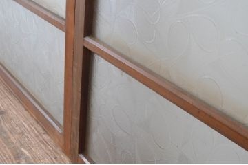 アンティーク建具　どこか懐かしい雰囲気香る横桟のガラス窓2枚セット(引き戸、ガラス戸)(R-064983)