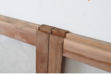 アンティーク建具　どこか懐かしい雰囲気香る横桟のガラス窓2枚セット(引き戸、ガラス戸)(R-064983)