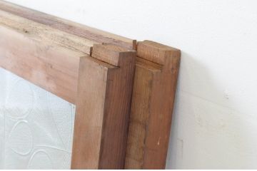 アンティーク建具　どこか懐かしい雰囲気香る横桟のガラス窓2枚セット(引き戸、ガラス戸)(R-064983)