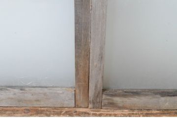 アンティーク建具　経年によって増した味わいが魅力的な横桟のガラス窓2枚セット(引き戸、ガラス戸)(R-064984)