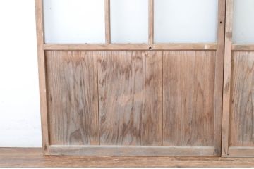 アンティーク建具　趣ある木味が魅力のガラス窓2枚セット(引き戸、ガラス戸)(R-064986)