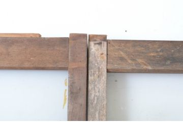 アンティーク建具　趣ある木味が魅力のガラス窓2枚セット(引き戸、ガラス戸)(R-064986)