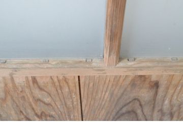 アンティーク建具　趣ある木味が魅力のガラス窓2枚セット(引き戸、ガラス戸)(R-064986)