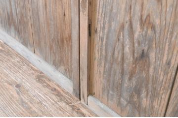 アンティーク建具　趣ある木味が魅力のガラス窓2枚セット(引き戸、ガラス戸)(R-064986)