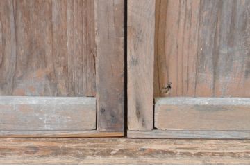 アンティーク建具　趣ある木味が魅力のガラス窓2枚セット(引き戸、ガラス戸)(R-064986)