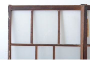 アンティーク建具　趣ある木味が魅力のガラス窓2枚セット(引き戸、ガラス戸)(R-064986)