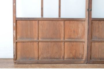 アンティーク建具　趣ある木味が魅力のガラス窓2枚セット(引き戸、ガラス戸)(R-064986)