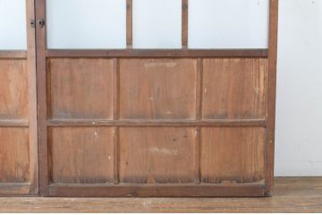 アンティーク建具　趣ある木味が魅力のガラス窓2枚セット(引き戸、ガラス戸)(R-064986)