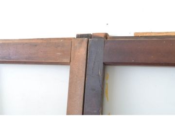 アンティーク建具　趣ある木味が魅力のガラス窓2枚セット(引き戸、ガラス戸)(R-064986)