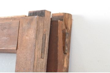アンティーク建具　趣ある木味が魅力のガラス窓2枚セット(引き戸、ガラス戸)(R-064986)