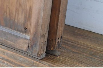 アンティーク建具　趣ある木味が魅力のガラス窓2枚セット(引き戸、ガラス戸)(R-064986)