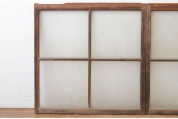 アンティーク建具　レトロな空間づくりにおすすめのガラス窓2枚セット(ガラス戸、引き戸)(R-064992)
