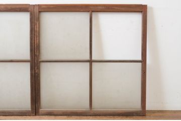 アンティーク建具　レトロな空間づくりにおすすめのガラス窓2枚セット(ガラス戸、引き戸)(R-064992)