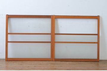 アンティーク建具　古き良き時代の趣を感じるガラス窓2枚セット(引き戸、ガラス戸)(R-064993)