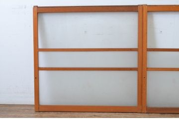 アンティーク建具　古き良き時代の趣を感じるガラス窓2枚セット(引き戸、ガラス戸)(R-064993)