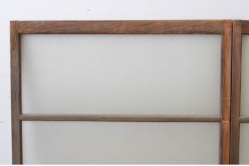アンティーク建具　経年によって増した味わいが魅力的な横桟ガラス窓2枚セット(引き戸、ガラス戸)(R-064994)