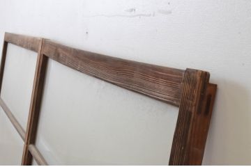 アンティーク建具　経年によって増した味わいが魅力的な横桟ガラス窓2枚セット(引き戸、ガラス戸)(R-064994)