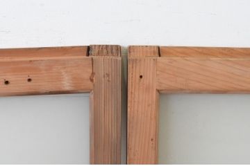 アンティーク建具　経年によって増した味わいが魅力的な横桟ガラス窓2枚セット(引き戸、ガラス戸)(R-064994)