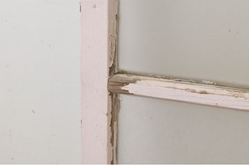 アンティーク建具　ペイント仕上げ限定　レトロな風合いが味わい深いガラス窓2枚セット(引き戸、ガラス戸)(R-064996)