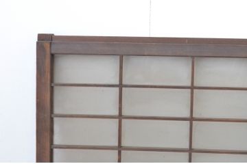 アンティーク建具　レトロな空間づくりにおすすめな格子入りの小さなガラス窓4枚セット(引き戸、ガラス戸)(R-064999)