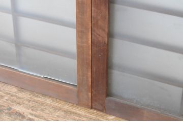 アンティーク建具　レトロな空間づくりにおすすめな格子入りの小さなガラス窓2枚セット(引き戸、ガラス戸)(R-065000)