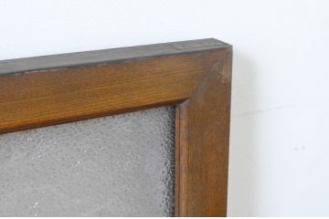 アンティーク建具　タモ材　シンプルながらも上質な造りが魅力的な明かり取り1枚(ガラス欄間、フィックス窓、明り取り)(R-065002)