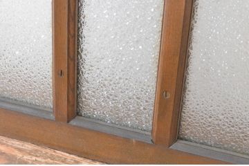 アンティーク建具　タモ材　シンプルながらも上質な造りが魅力的な明かり取り1枚(ガラス欄間、フィックス窓、明り取り)(R-065003)