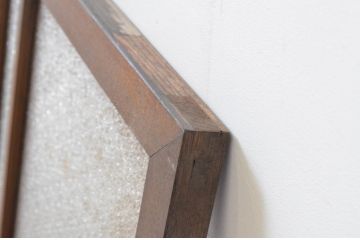 アンティーク建具　タモ材　シンプルながらも上質な造りが魅力的な明かり取り1枚(ガラス欄間、フィックス窓、明り取り)(R-065003)